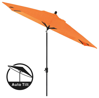 10'x6.5' Rectangular Auto Tilt Market Umbrella, Antique Bronze Frame, Sunbrella