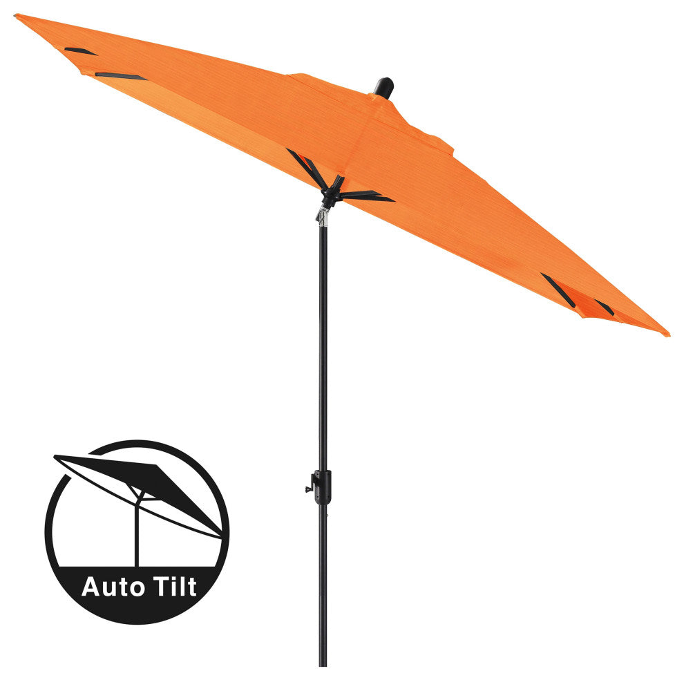 10'x6.5' Rectangular Auto Tilt Market Umbrella, Antique Bronze Frame, Sunbrella