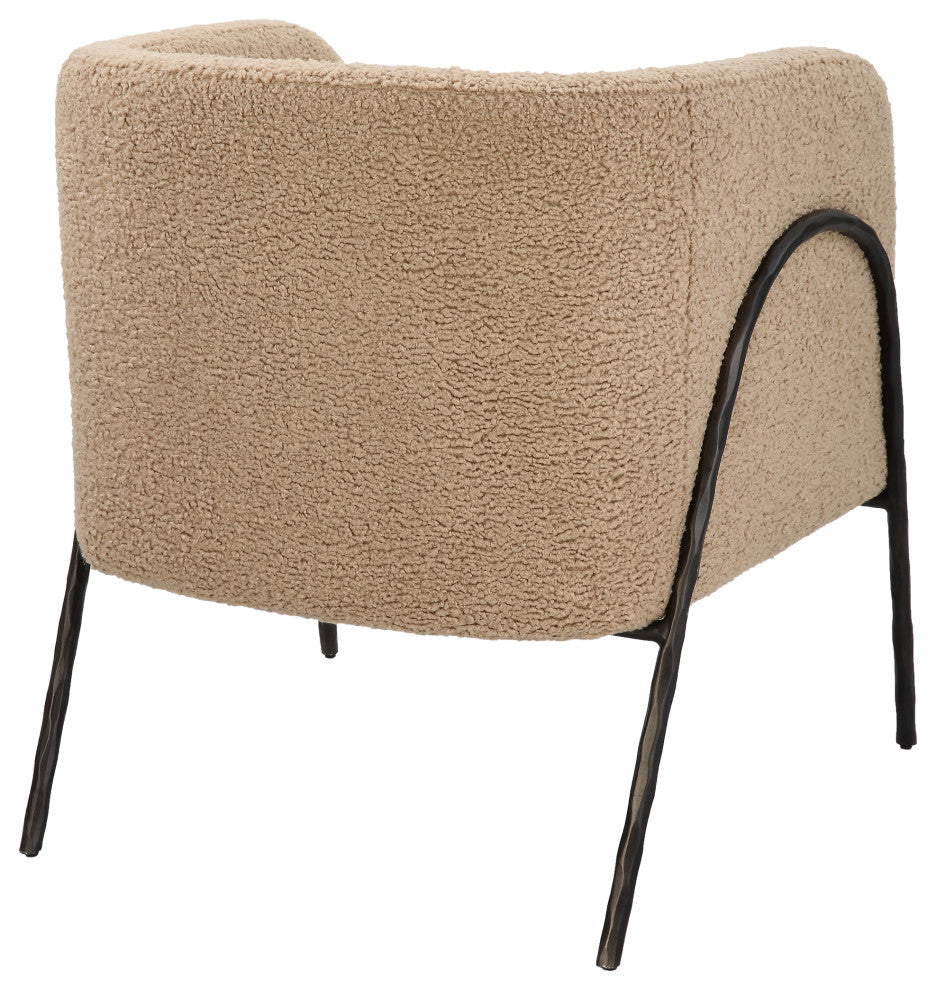 Uttermost 23754 Jacobsen Tan Shearling Barrel Back Style Accent Chair