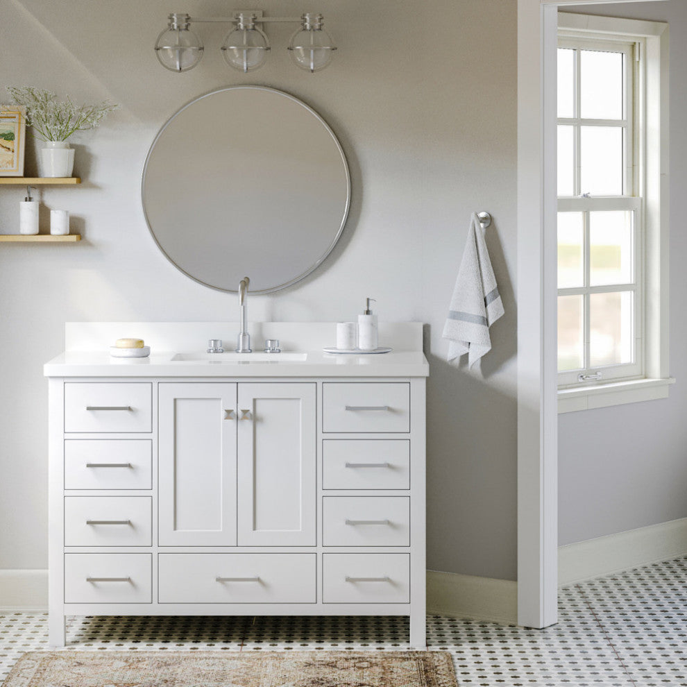 ARIEL Cambridge 49" Single Rectangle Sink Bathroom Vanity White With Quartz Top