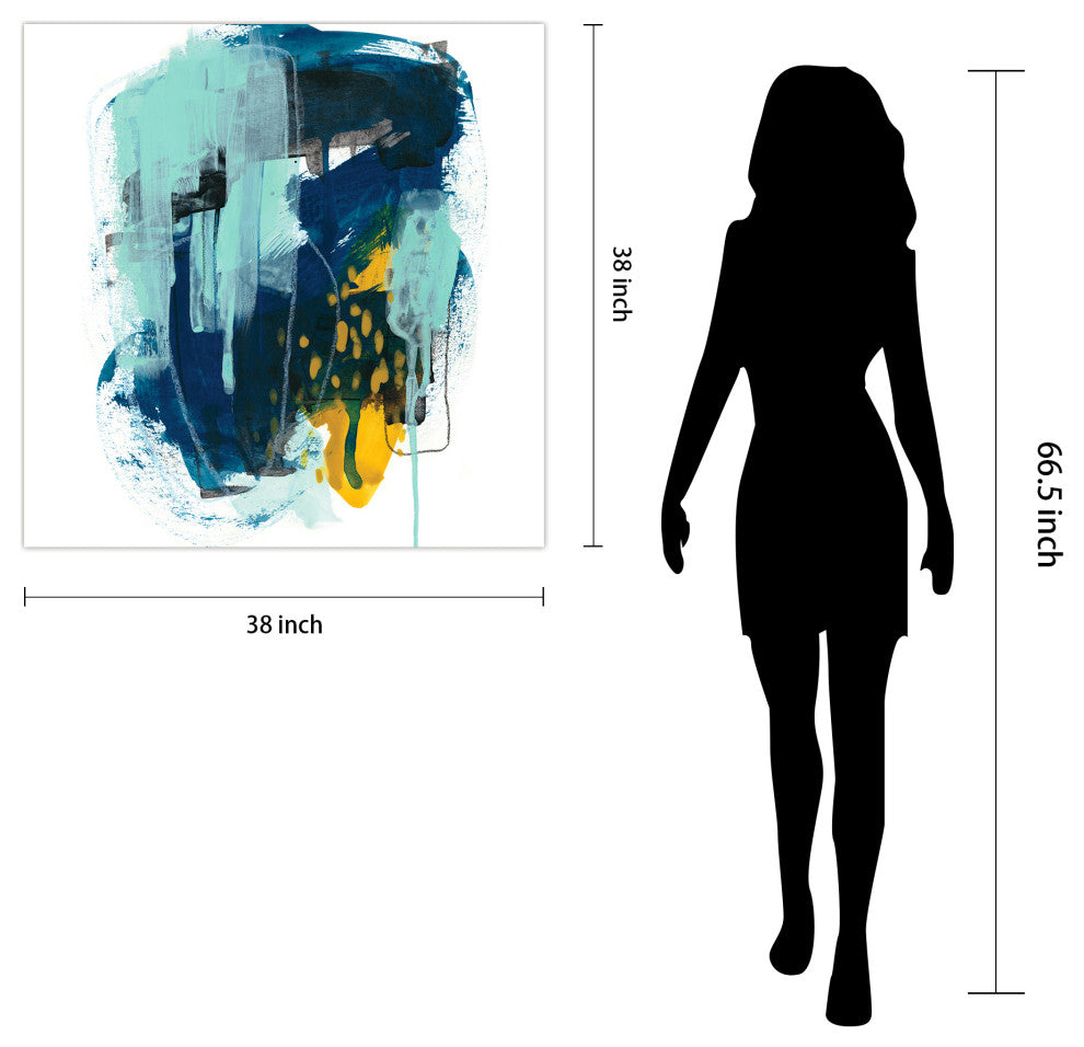 "Intuitive Motion" Blue Abstract Wall Art Free Floating Tempered Glass Print