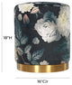 Opal Floral Velvet Ottoman with Gold Base