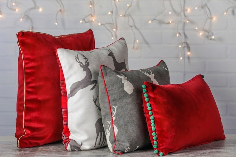 Red Velvet Pillow with Gold Trim