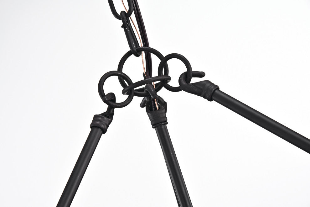 4-Light Oil Rubbed Bronze Hexagon Lantern Cage Chandelier Farmhouse