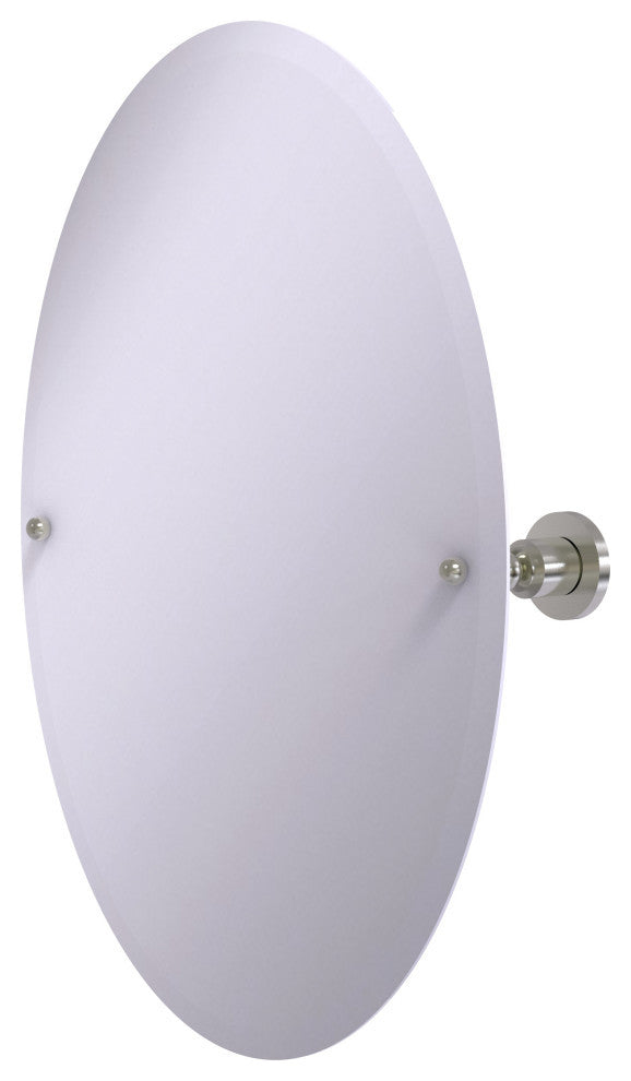 Allied Brass Frameless Oval Tilt Mirror With Beveled Edge, Satin Nickel
