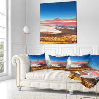 High Mountains in Bolivia Landscape Wall Throw Pillow, 18"x18"
