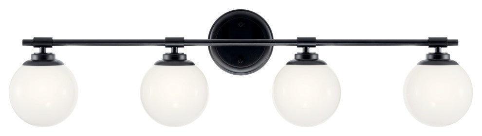 Benno 34" 4 Light Vanity With Opal Glass, Black