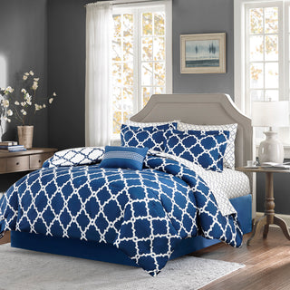 Madison Park Microfiber Printed 7-Piece Reversible Comforter Set, King