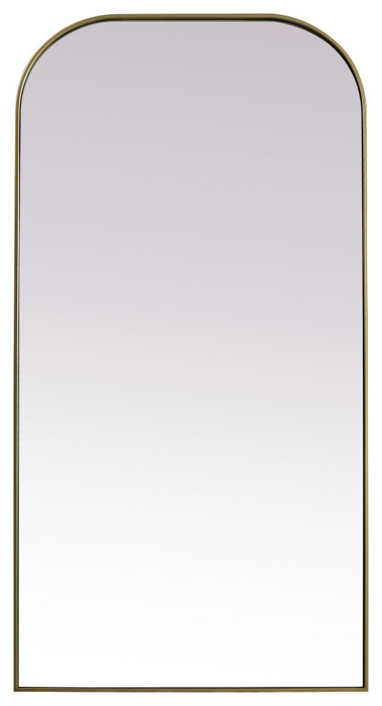 Metal Frame Arch Full Length Mirror 35X72 Inch, Brass