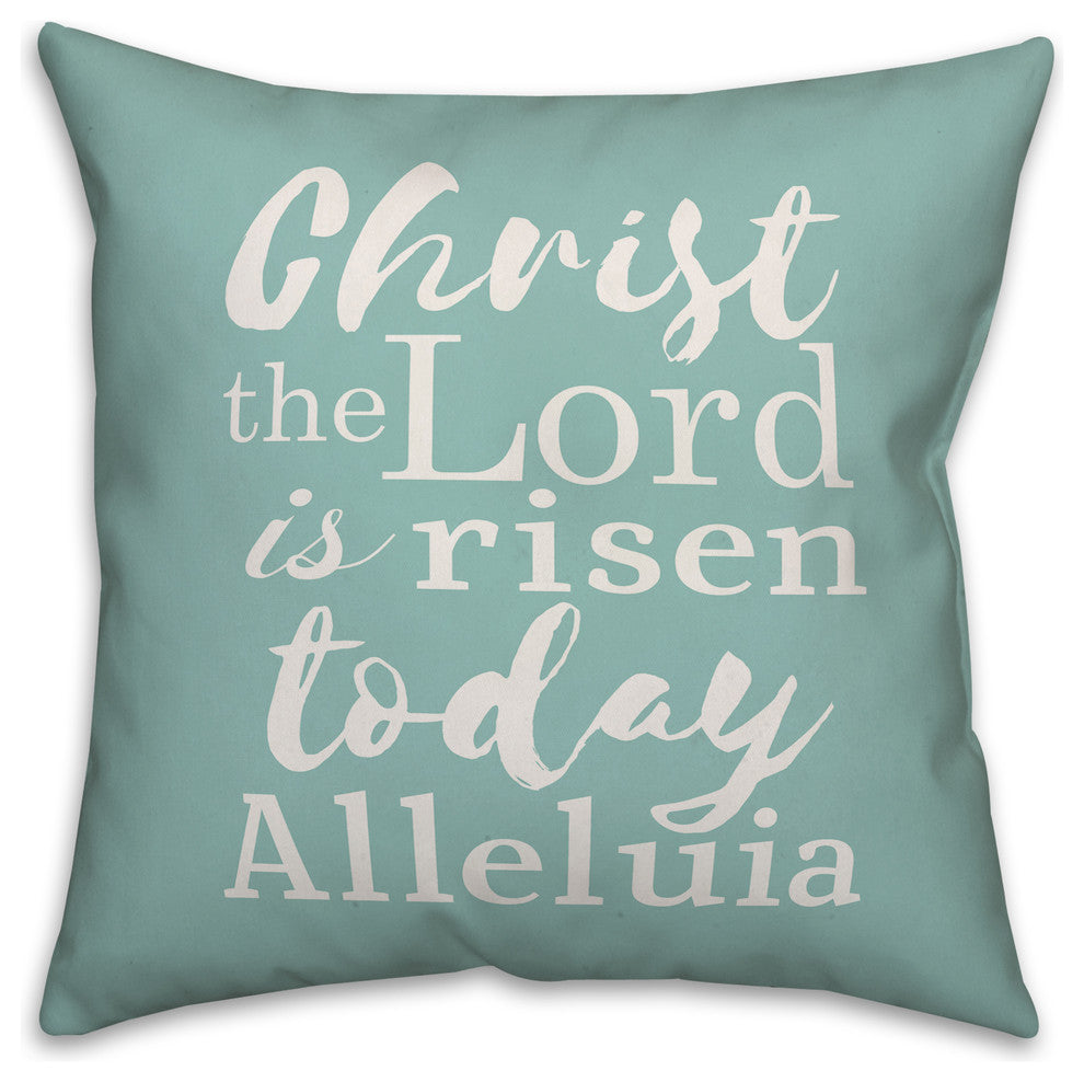 Christ the Lord is Risen White Script 20x20 Throw Pillow Cover