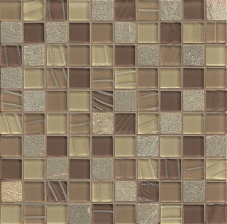 12"x12" Eclipse Glass/Stone Mosaic Tile, Maple Rum