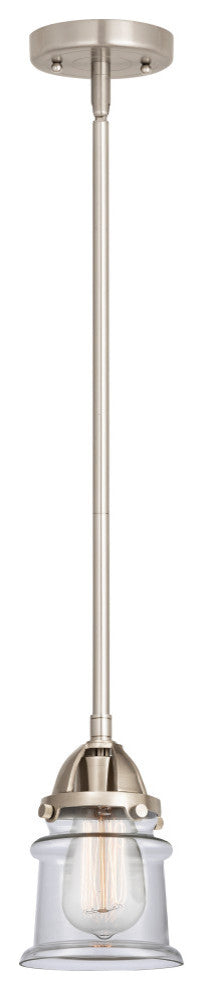 Small Canton Mini Pendant, Brushed Satin Nickel, Clear, Clear