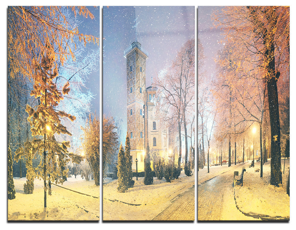 "Mariinsky Garden in Yellow Tone" Photo Metal Wall Art, 3 Panels, 36"x28"