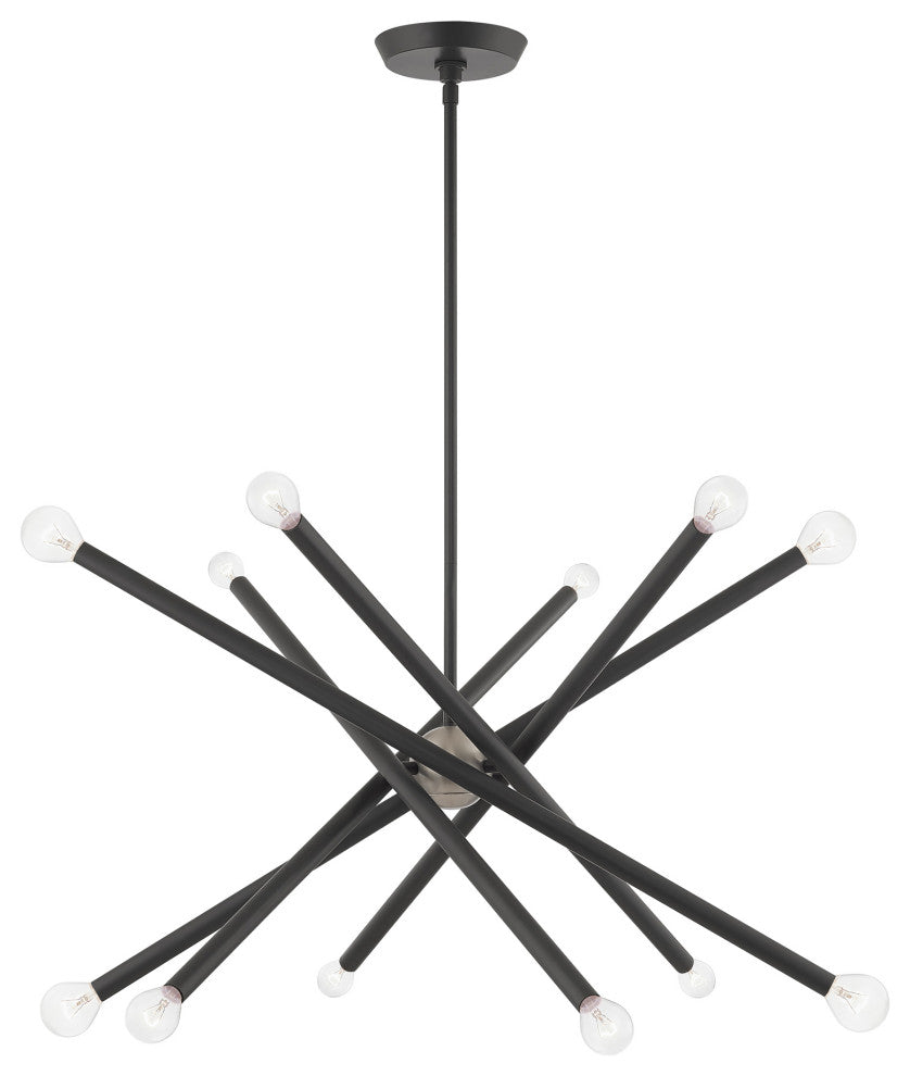 Livex Lighting Soho 12 Light Scandinavian Gray, Brushed Nickel Chandelier