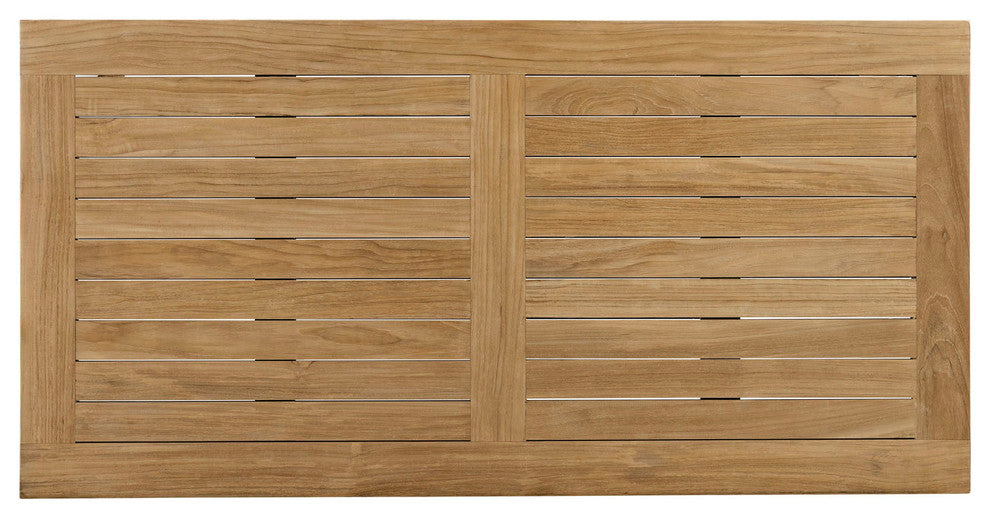 Modern Contemporary Outdoor Patio Teak Rectangle Coffee Table, Natural Wood