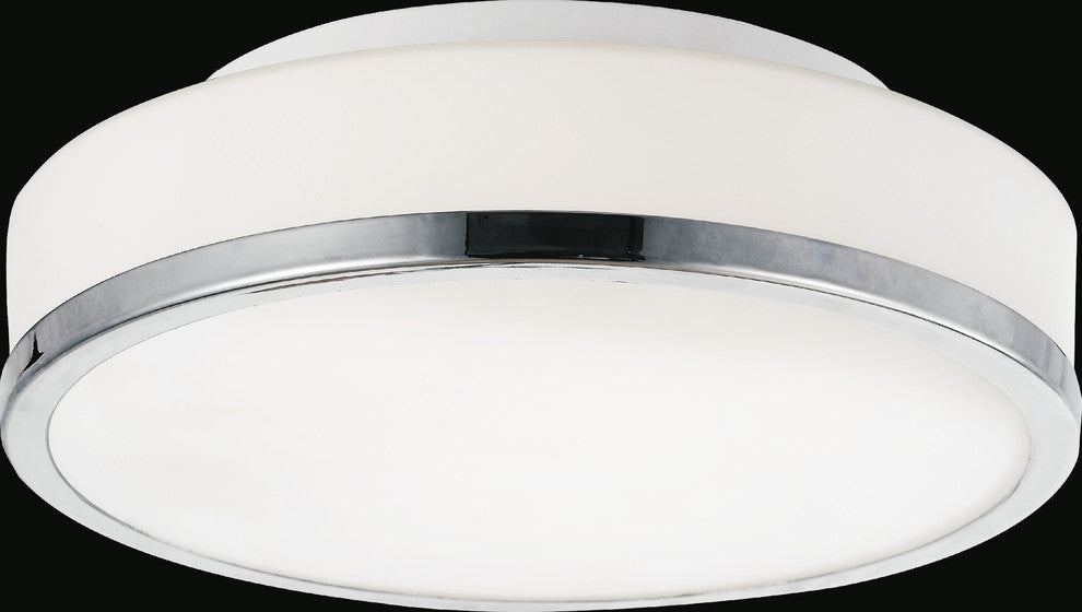 Frosted 2 Light Drum Shade Flush Mount With Satin Nickel Finish