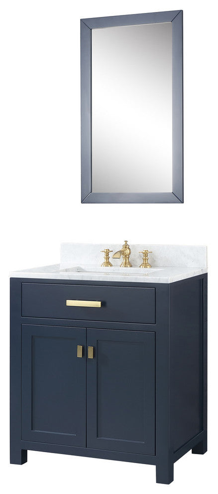 Madison 30" Single Carrara Marble Vanity In Monarch Blue, Vanity F2-0013-06-Fx F