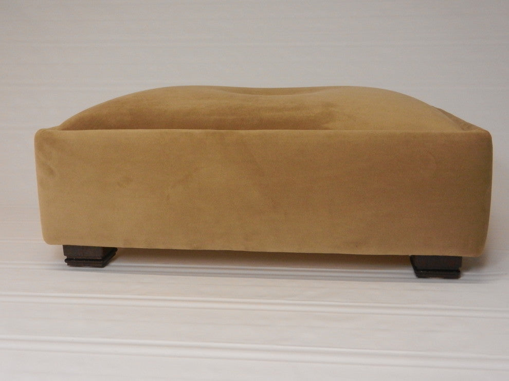 Grand Deco Tufted Suede Footstool - Available in 7 colors, Creme