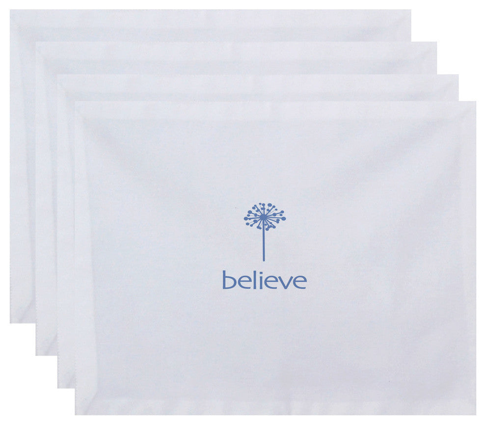 18"x14" Make A Wish, Word Print Placemat, Blue, Set of 4