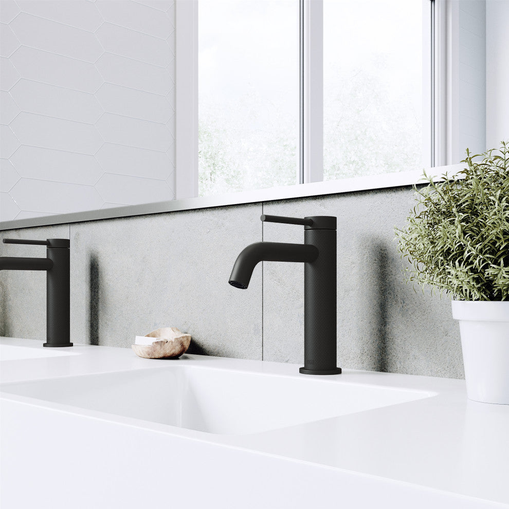 VIGO Madison 8" H Single Handle Single Hole Bathroom Faucet, Matte Black, Without Extras