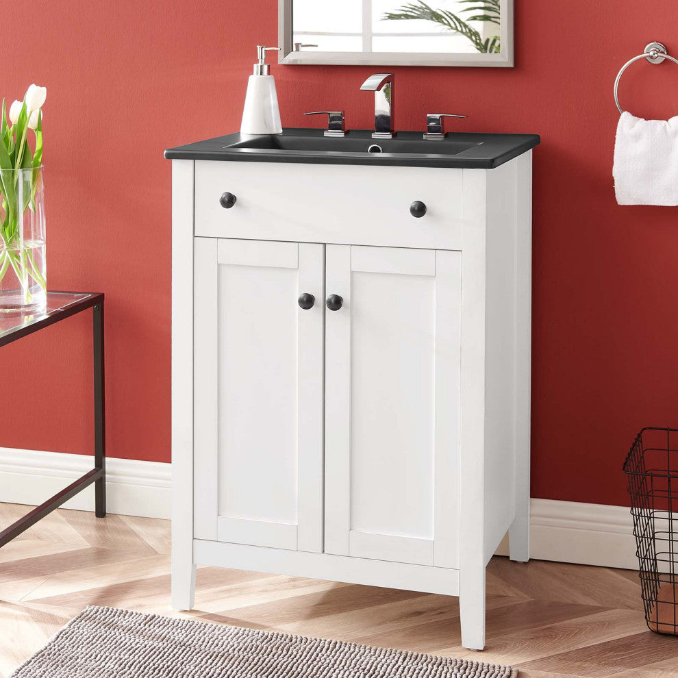 Nantucket 24" Bathroom Vanity - White Black