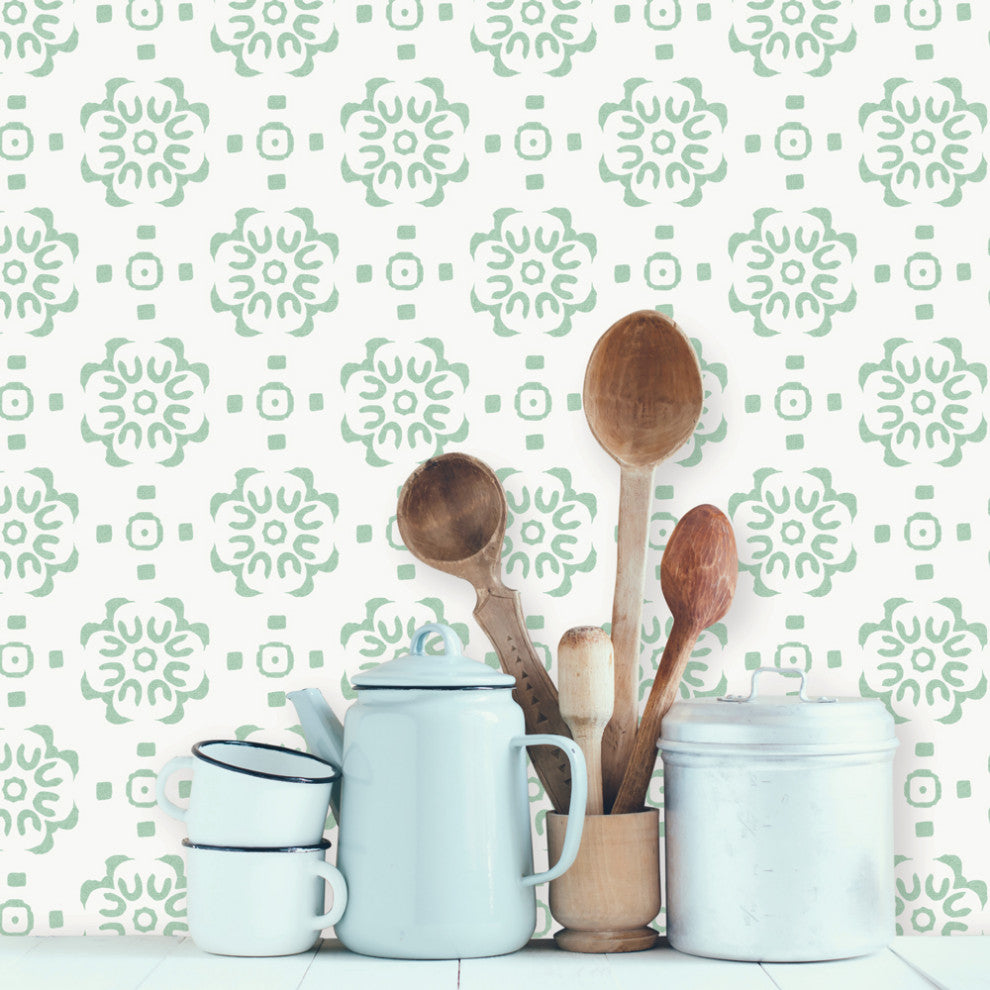 Decorative Tile Peel and Stick Wallpaper, Green