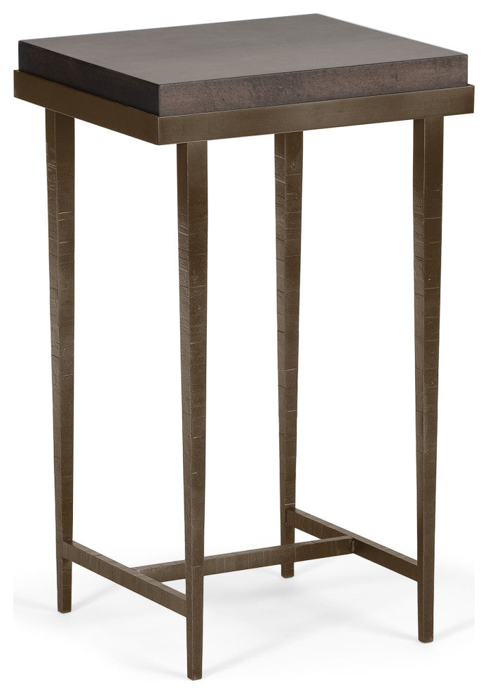 Wick Side Table, Bronze Finish, Maple Espresso Accents