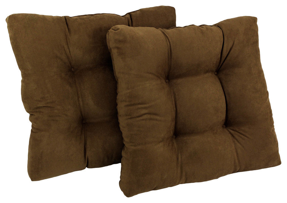 19" Squared Microsuede Tufted Dining Chair Cushion, Set of 2, Chocolate