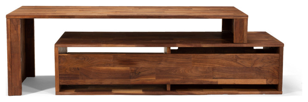 Zuma Solid Walnut Tv Stand And Cabinet, Adjustable Size