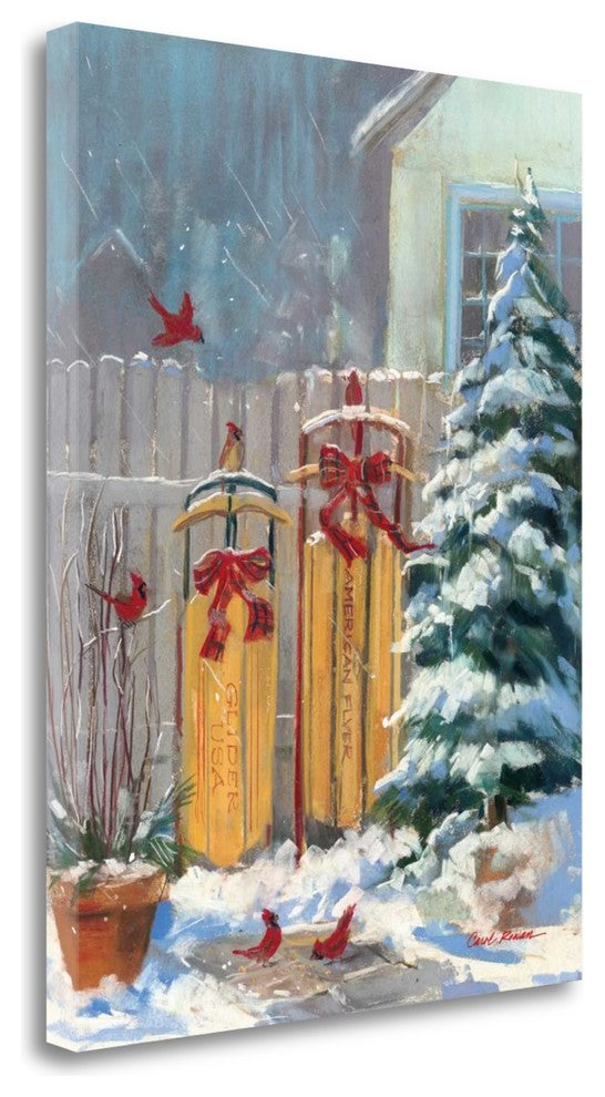 "December Sleds" By Carol Rowan, Giclee Print on Gallery Wrap Canvas