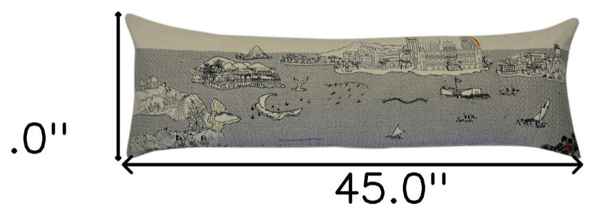 46" White Hawaii Daylight Skyline Lumbar Decorative Pillow