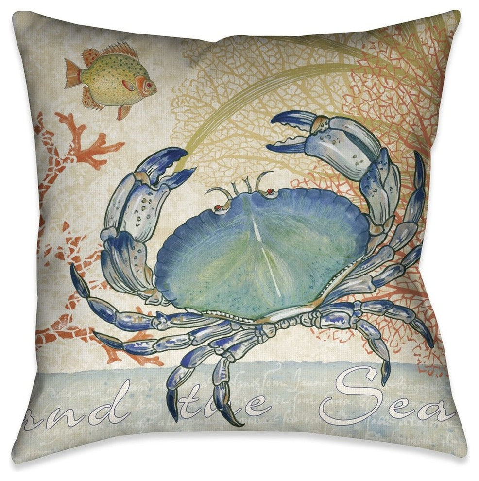 Laural Home Oceana Crab Outdoor Decorative Pillow, 18"x18"