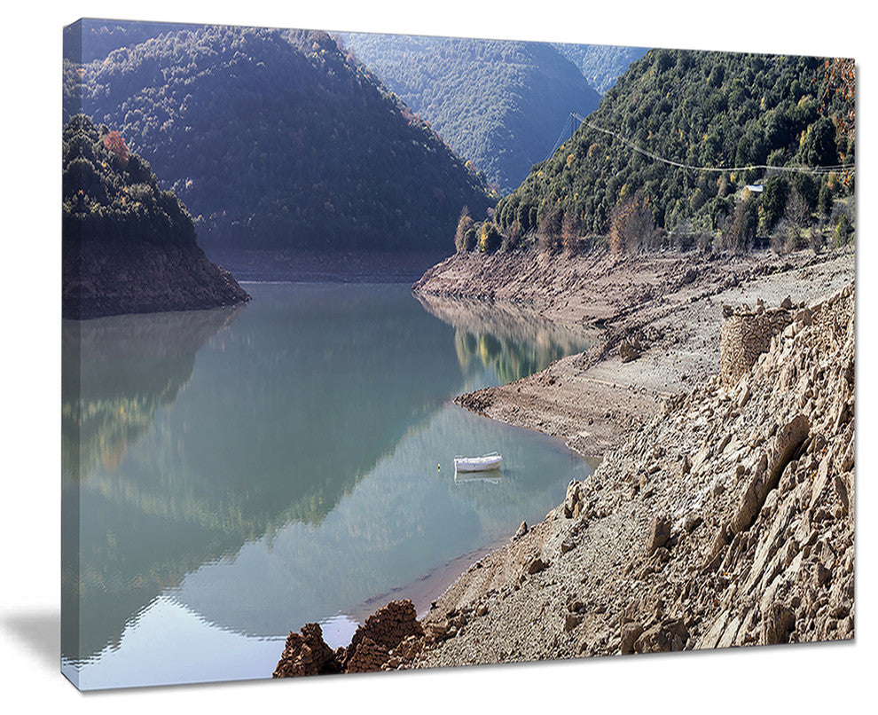 "Majestic Mountain Lake Panorama" Landscape Wall Art, 20"x12"