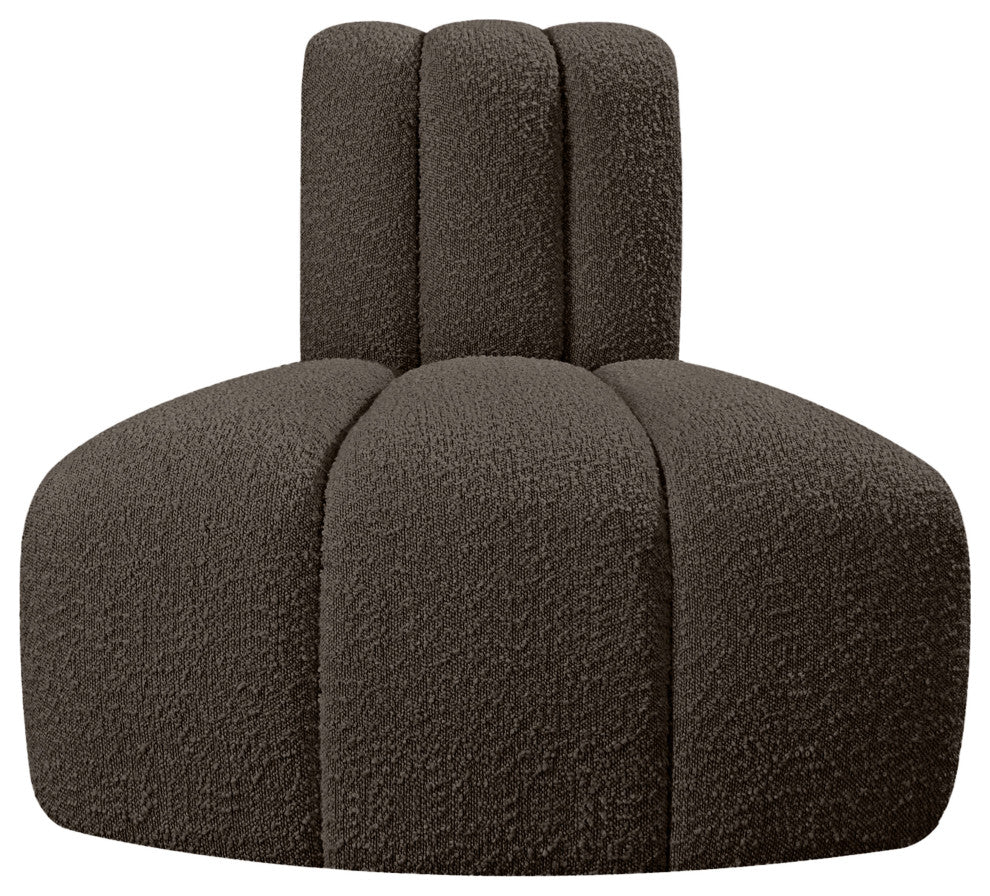 Arc Upholstered Modular Component, Brown, 1-Piece: Reverse Corner, Boucle Fabric