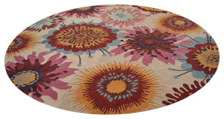 HAND TUFTED WOOL ECO-FRIENDLY AREA RUGS- Round,Cream,Floral