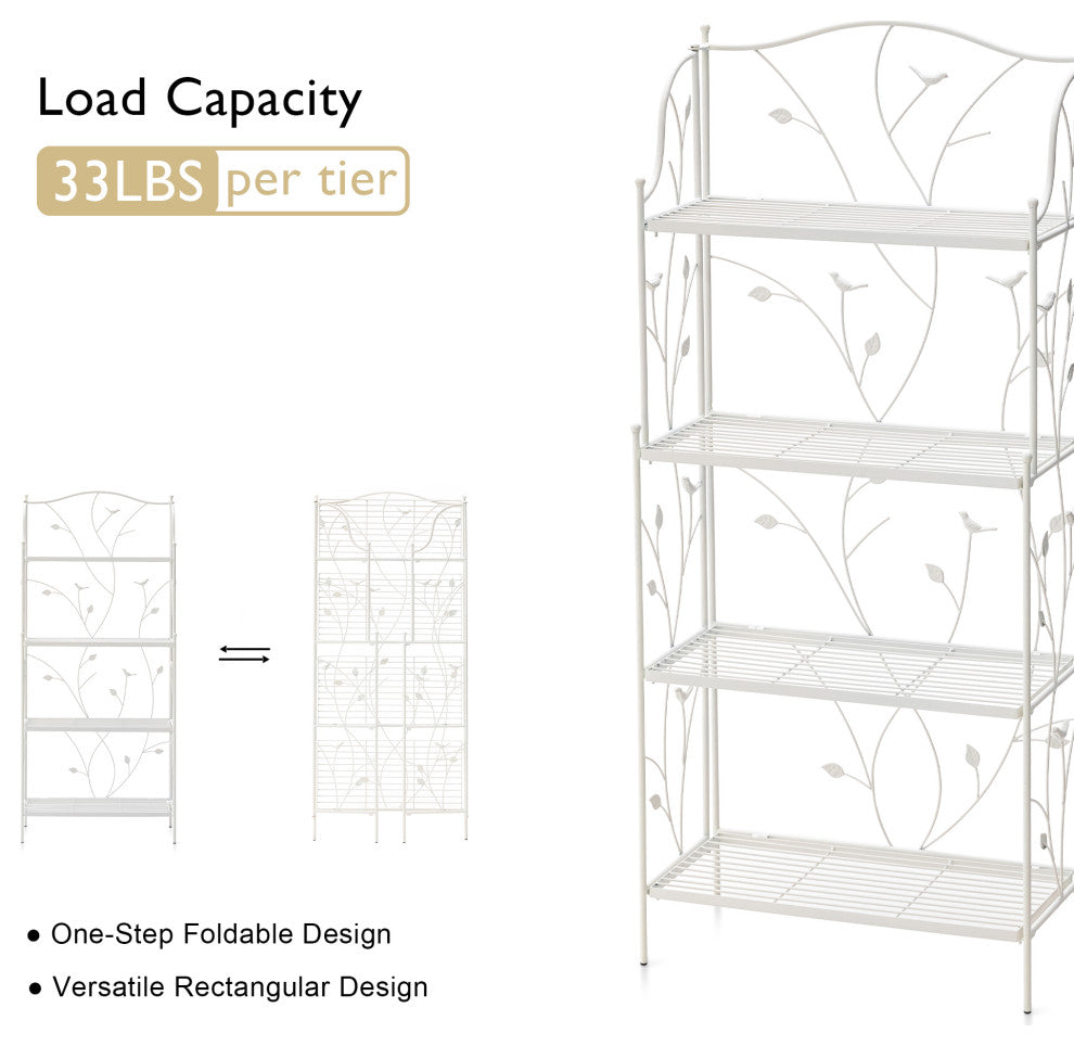 52"H 4-Tiered Metal Shelf Plant Stand, White