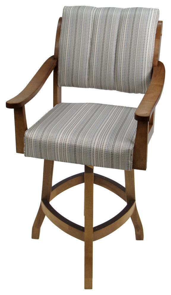 Swivel Counter Wood Bar Stool Casa on S-Base, Natural Fun and Light Oak, 26"