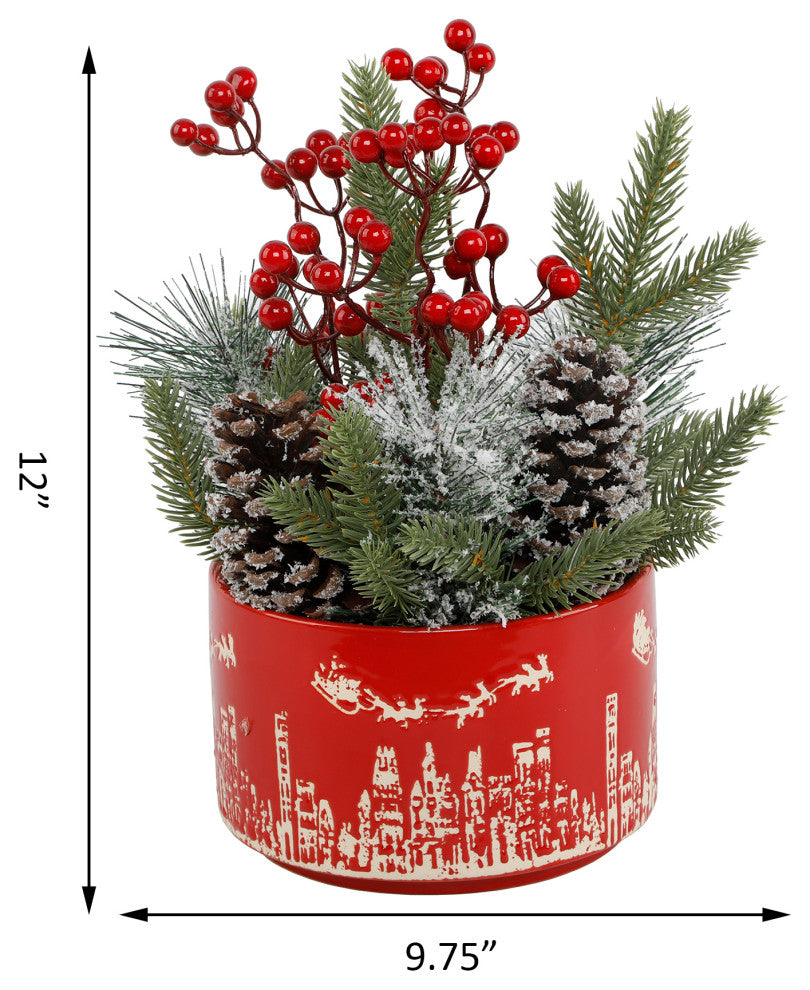 Xmas Mix in 7" Red Cityscape Ceramic