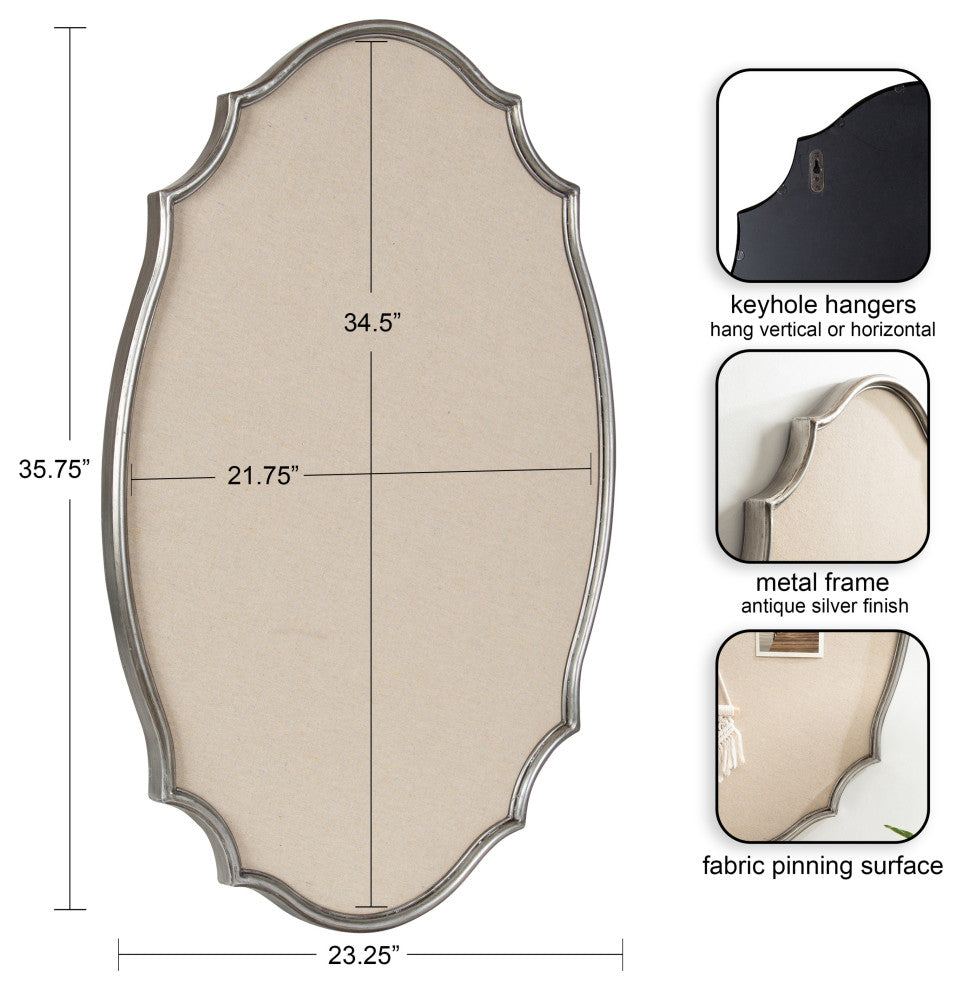Leanna Framed Pinboard, Silver 24x36
