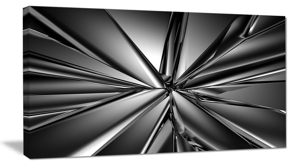 Futuristic Crystal Background, Oversized Abstract Canvas Art Print, 60"x28"
