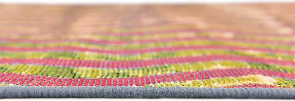 Unique Loom Multicolored Wavy Outdoor 2'' 0 x 6'' 0 Runner Rug
