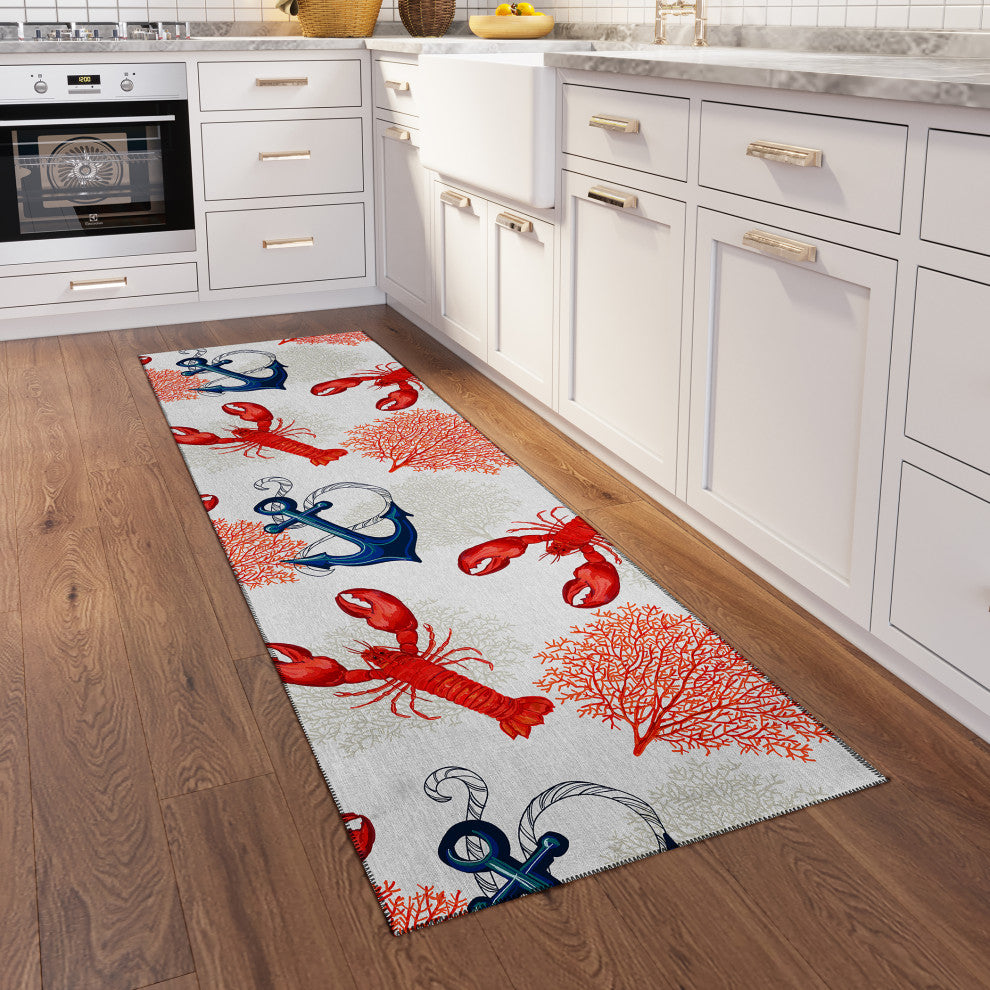 Indoor/Outdoor Harbor HA4 Ivory Machine Washable 2'3" x 7'6" Runner Rug