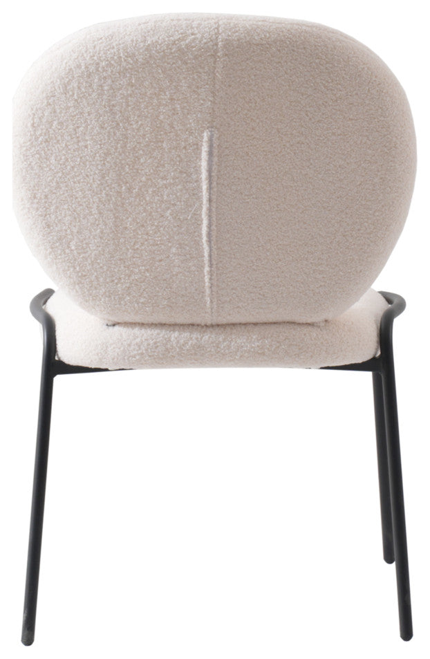 Boucle Dining Side Chair with Black Powder Coated Iron Frame
