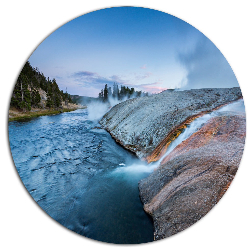 Midway Geyser Basin In Yellowstone, Seashore Disc Metal Wall Art, 36"