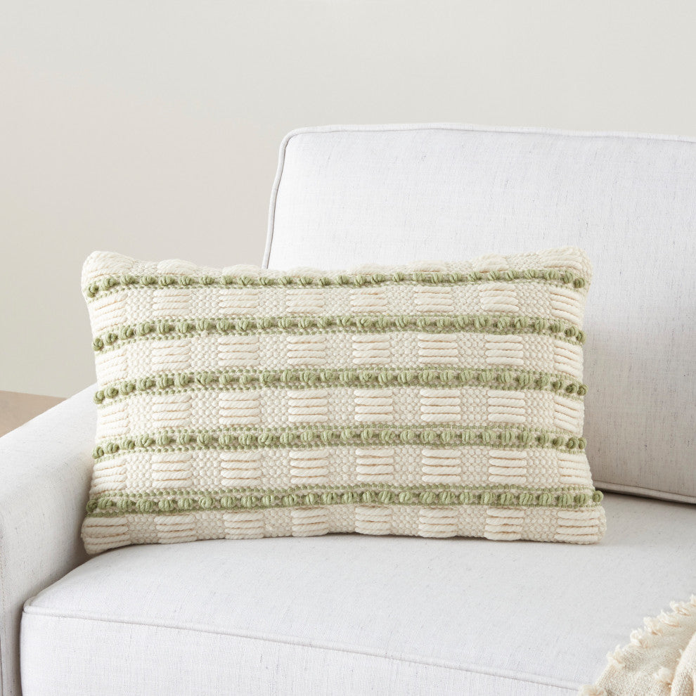 Mina Victory GC384 Throw Pillow, Sage, 12"X20"