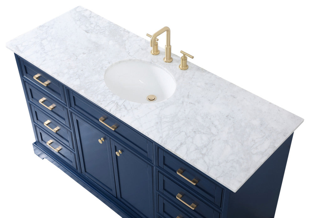 Amber Single Bathroom Vanity, Blue, Blue, 60"