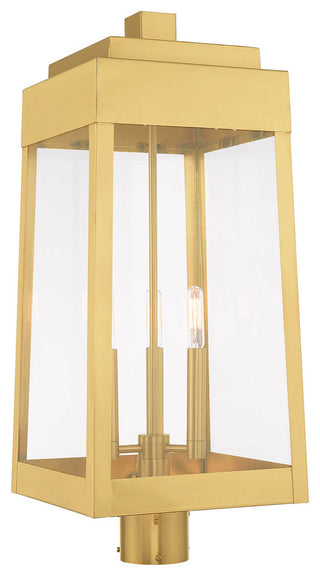 Livex Lighting Satin Brass 3-Light Outdoor Post Top Lantern