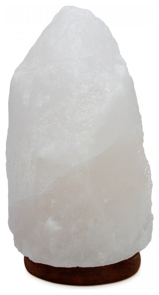 Himalayan Crystal Rock White Natural Shape Medium Salt Lamp, Wood Base