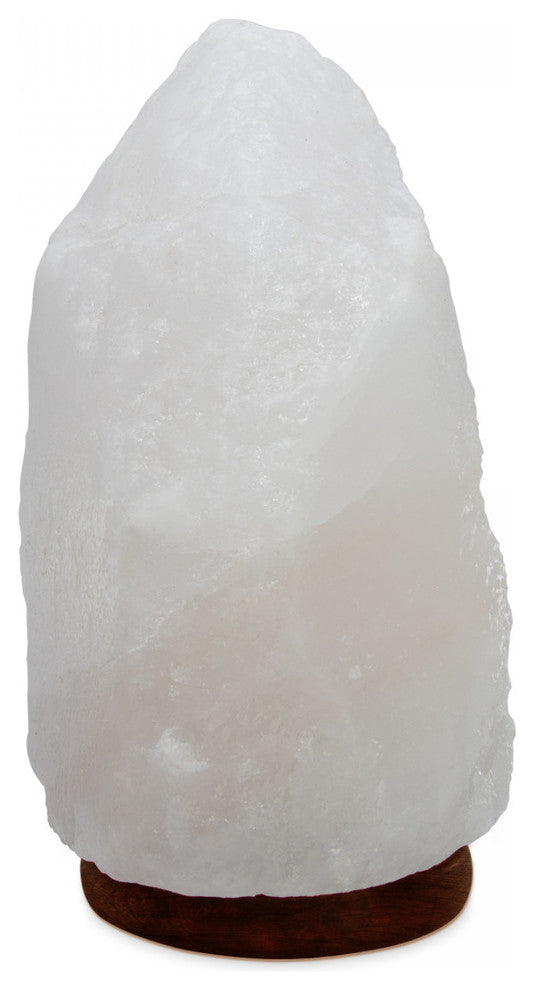Himalayan Crystal Rock White Natural Shape Medium Salt Lamp, Wood Base