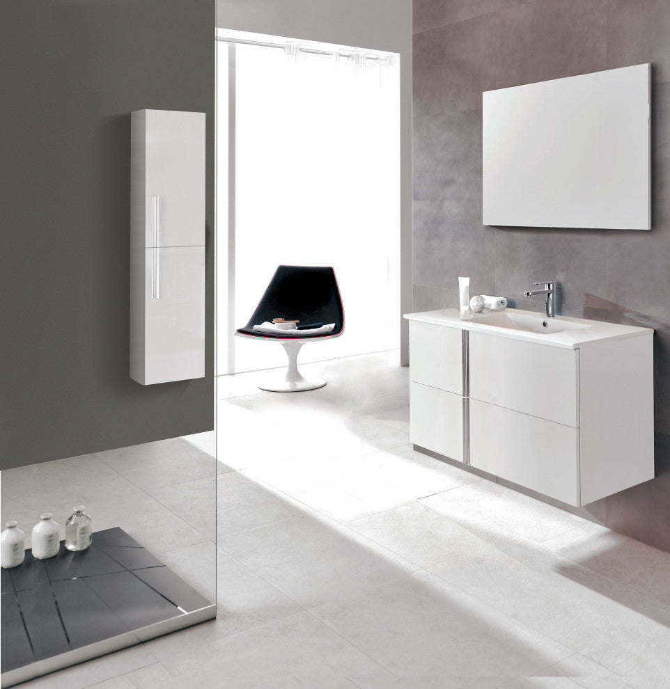 Royo Onix Collection Bathroom Vanity with Sink, Gloss White, 40" 2 Drawers